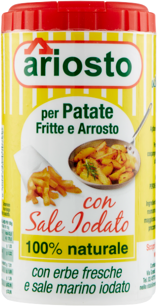 Ariosto Insaporatore per Patate Fritte e Arrosto con Sale Iodato - 80 g