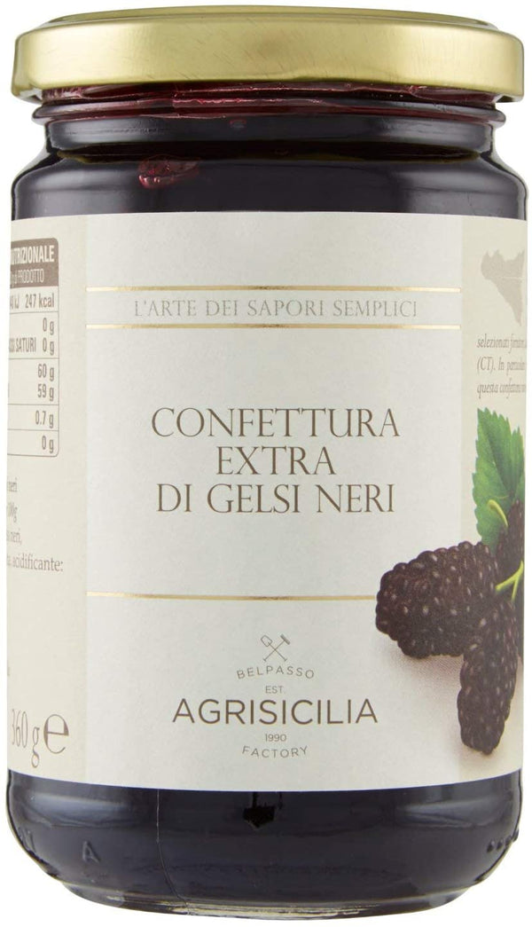 Agrisicilia Confettura Extra di Gelsi Neri di Sicilia - 360 g - 1